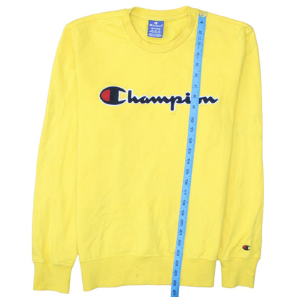 Champion Men's Yellow Embroidered Logo Pullover Sweatshirt Medium
