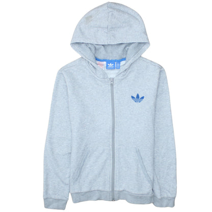 Adidas Originals Boys Grey Full Zip Hoodie Size 11-12 Years Cotton Blend