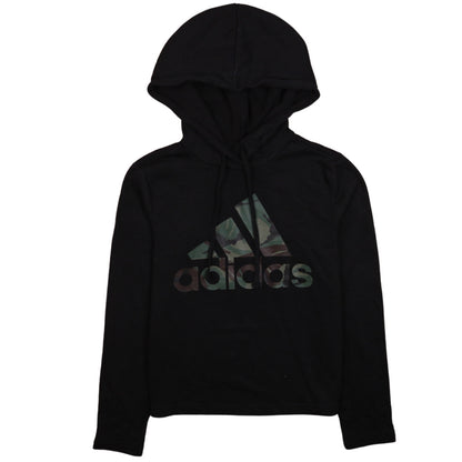 Adidas Womens Black Camo Logo Pullover Hoodie XS