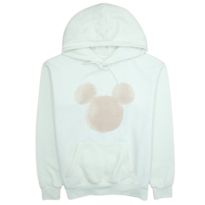 Disney Women White Hoodie With Beige Mickey Design Size L Pullover