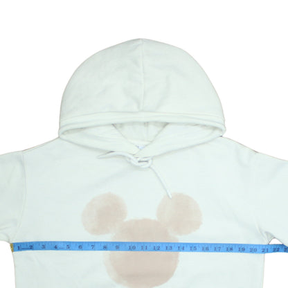 Disney Women White Hoodie With Beige Mickey Design Size L Pullover