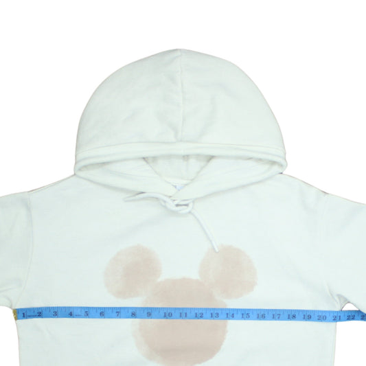 Disney Women White Hoodie With Beige Mickey Design Size L Pullover