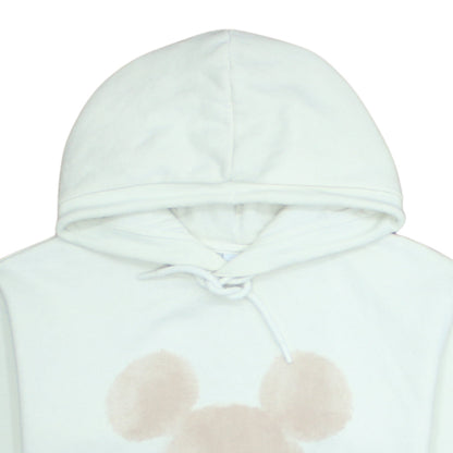 Disney Women White Hoodie With Beige Mickey Design Size L Pullover