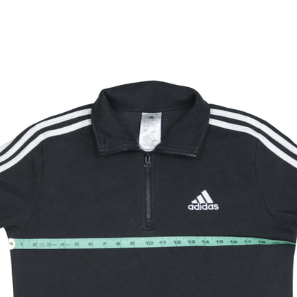 Adidas Womens Black 1/4 Zip Sweatshirt Size 12-14 Fleece Lined