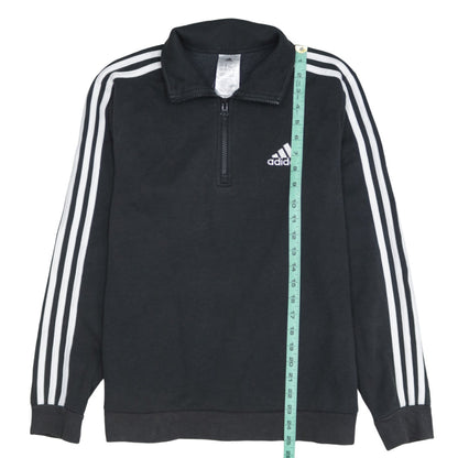 Adidas Womens Black 1/4 Zip Sweatshirt Size 12-14 Fleece Lined