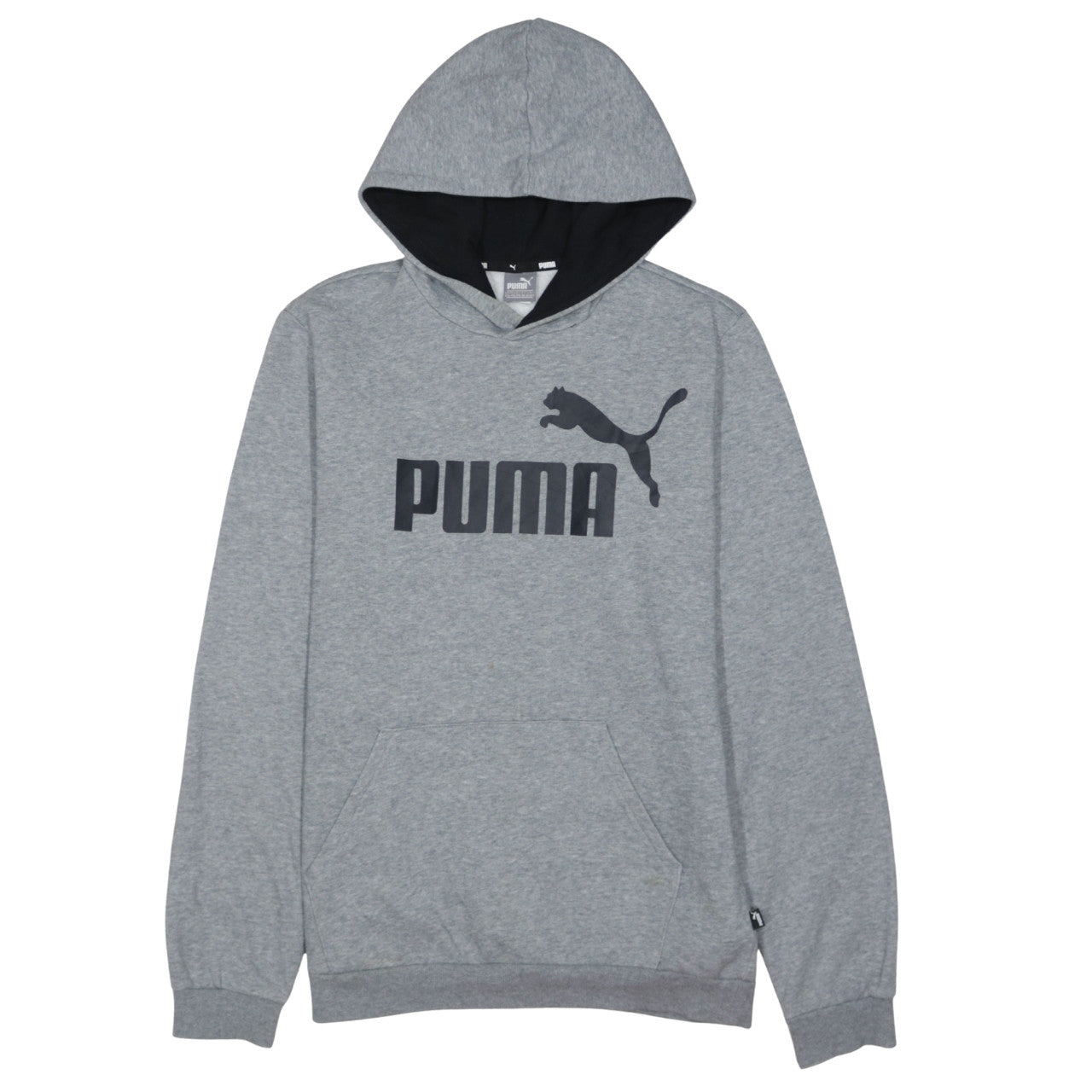 Puma Boys Grey Pullover Hoodie XL 15-16 Years Logo Print Cotton Blend