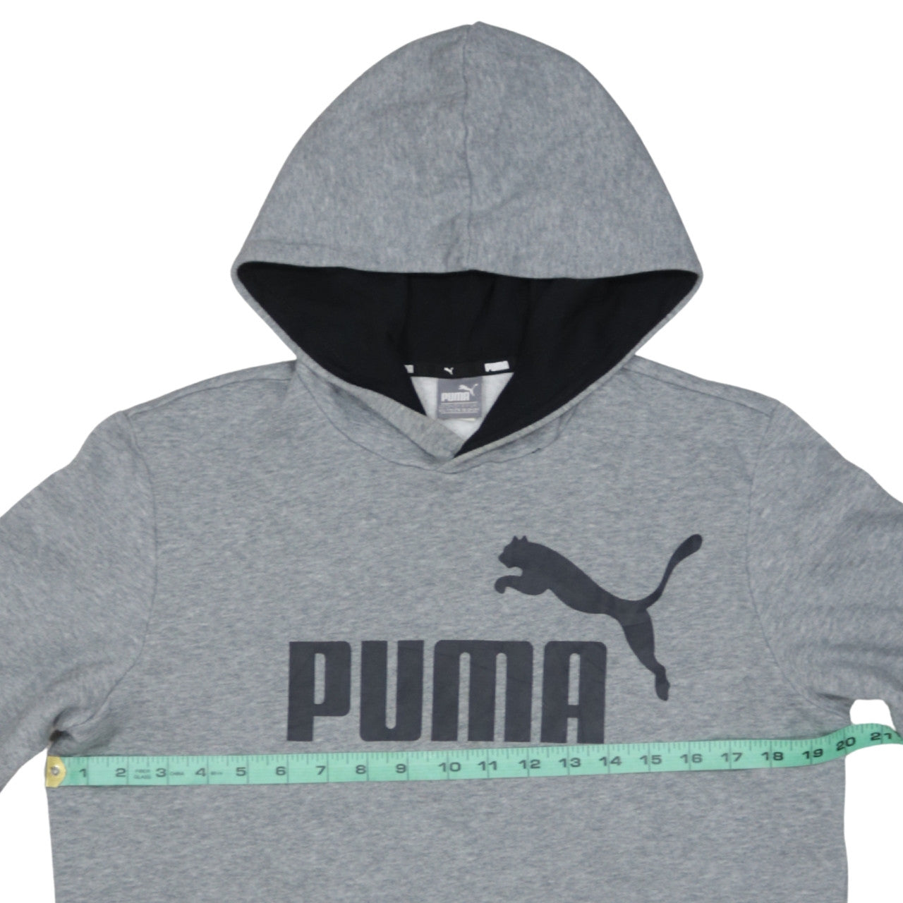 Puma Boys Grey Pullover Hoodie XL 15-16 Years Logo Print Cotton Blend