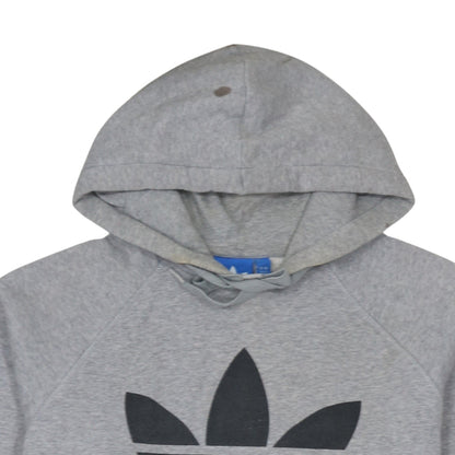 Adidas Mens Grey Pullover Hoodie L Graphic Logo Sportswear