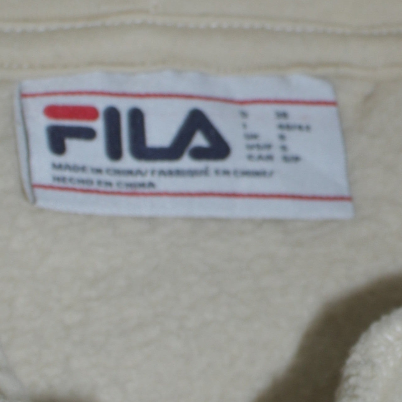 FILA Women Beige Pullover Hoodie Sherpa Fleece Small Winter Casual