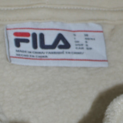 FILA Women Beige Pullover Hoodie Sherpa Fleece Small Winter Casual