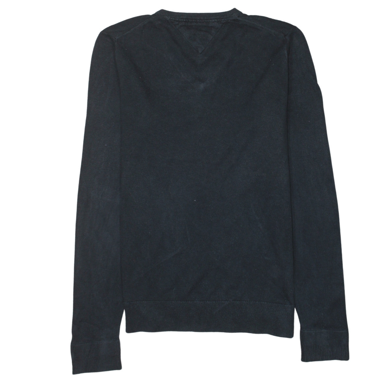 Tommy Hilfiger Men's Black Cotton Silk V-Neck Jumper Size S