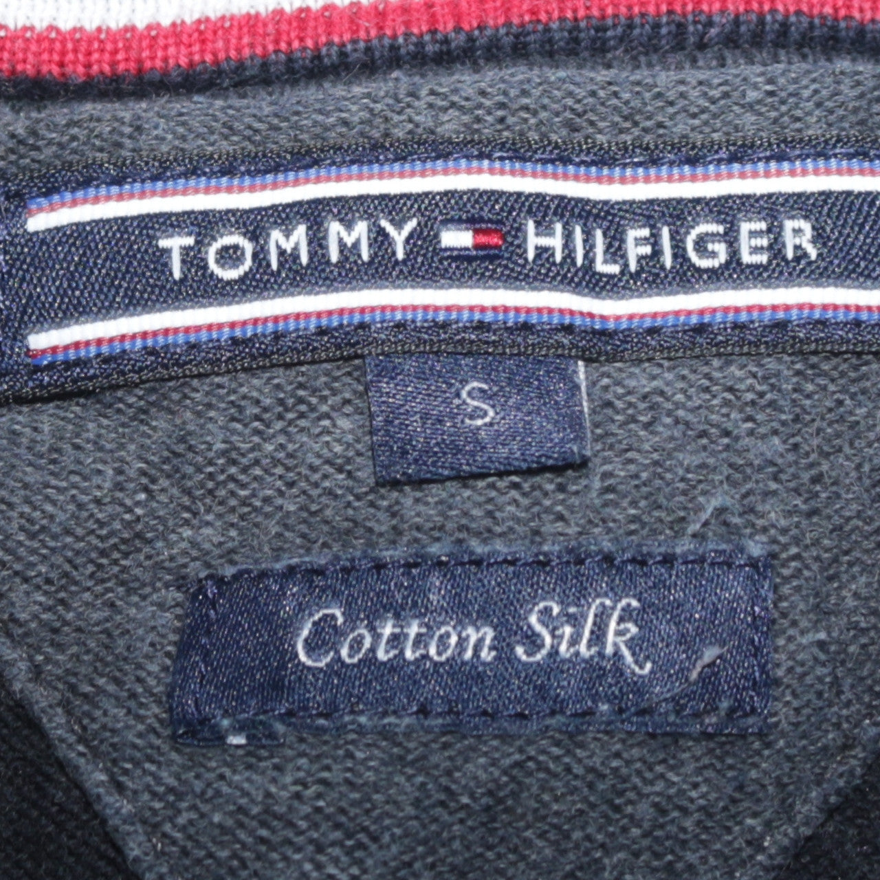 Tommy Hilfiger Men's Black Cotton Silk V-Neck Jumper Size S