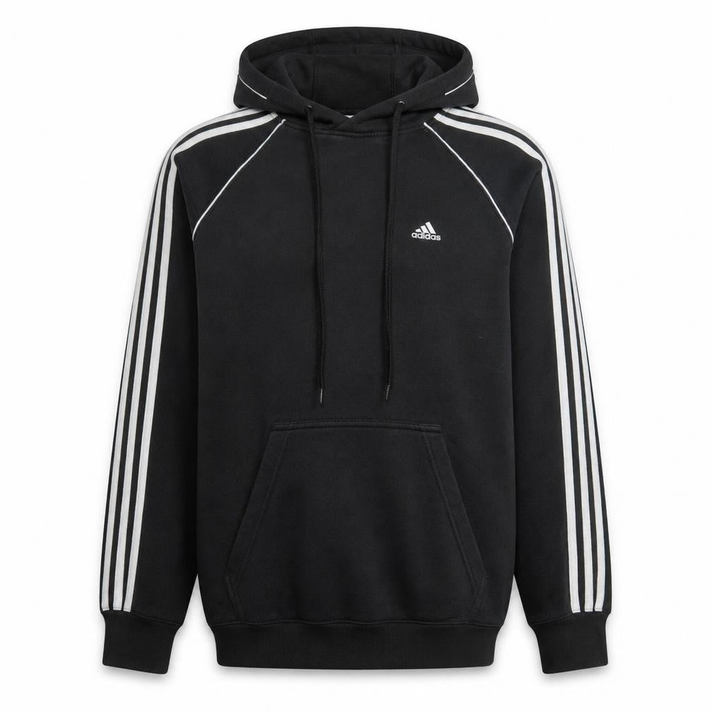 Front view of Adidas Men's Black Pullover Hoodie, size S, Regular Fit Sportswear