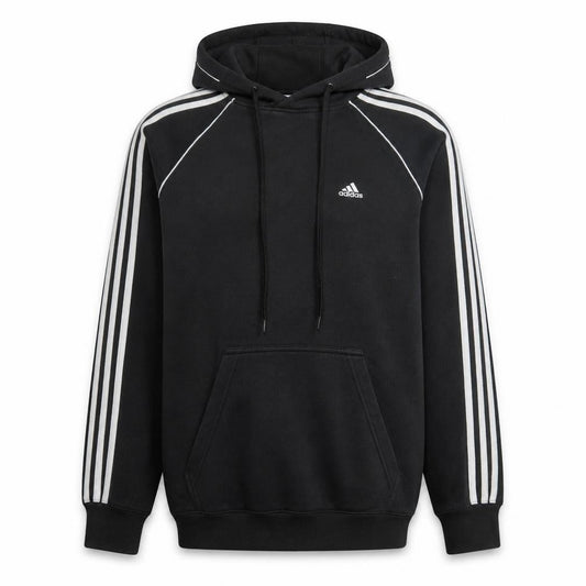 Front view of Adidas Men's Black Pullover Hoodie, size S, Regular Fit Sportswear