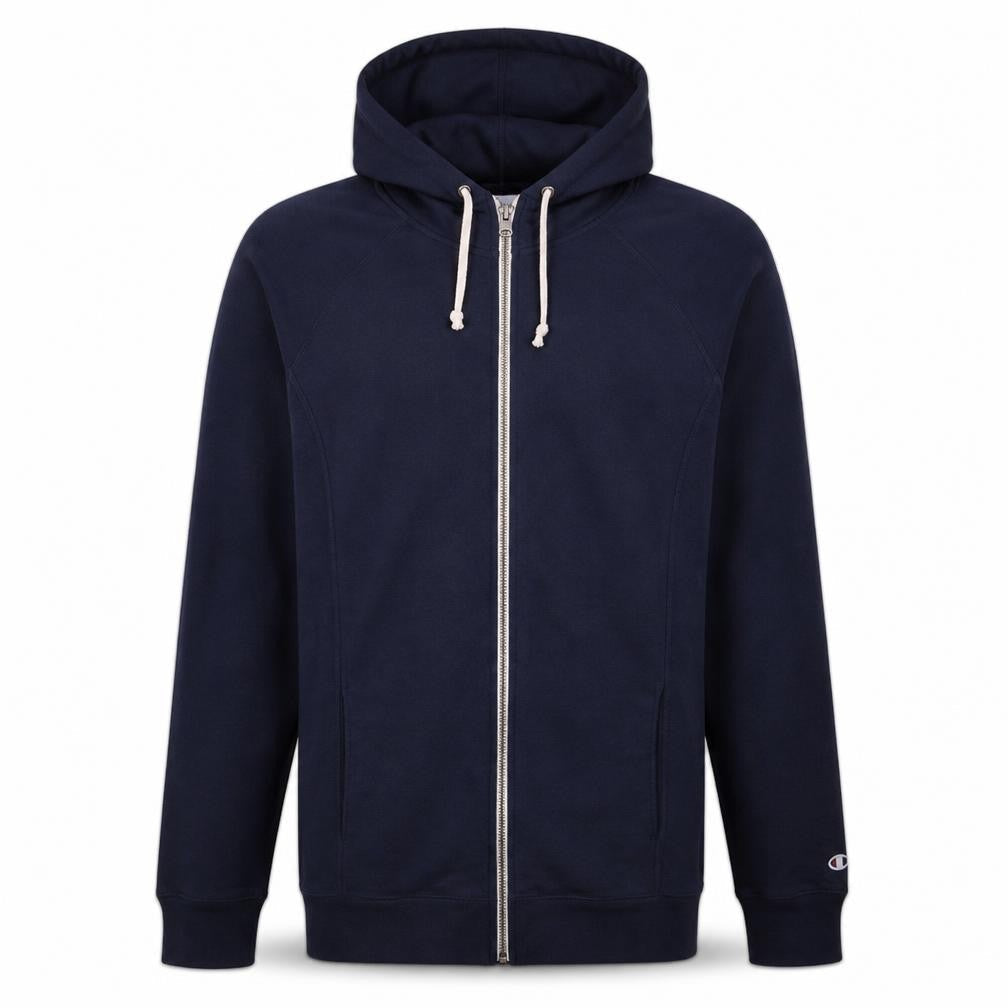 Front view of Champion Men's Blue Full Zip Hoodie XL Lightweight Cotton Blend