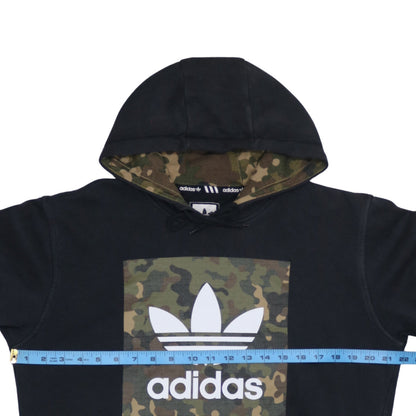 Adidas Mens Black Camouflage Logo Pullover Hoodie Size S