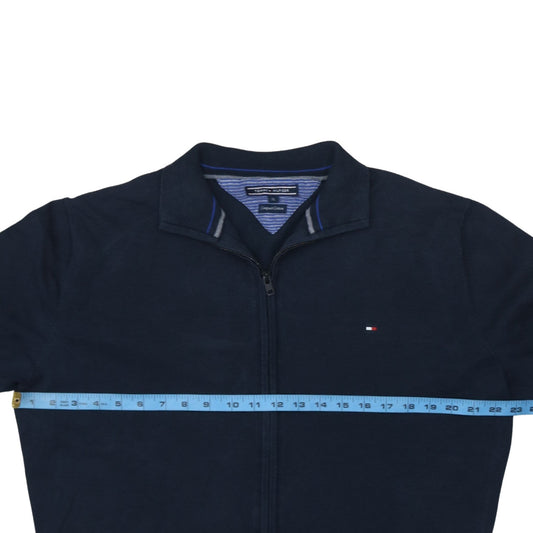 Tommy Hilfiger Men's Blue XL Full Zip Cotton Jumper Classic Style