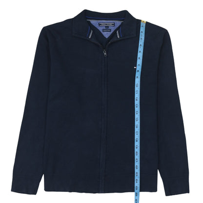 Tommy Hilfiger Men's Blue XL Full Zip Cotton Jumper Classic Style