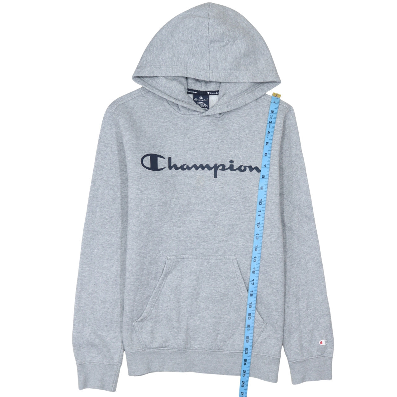 Champion Men's Grey Pullover Hoodie Small Logo Sports Fleece