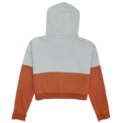 Adidas Womens Beige Orange Colourblock Hooded Pullover Hoodie Size 8