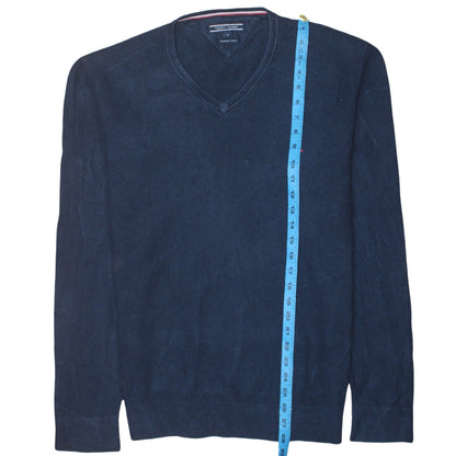 Tommy Hilfiger Men's Blue V-Neck Cotton Pullover Jumper XL