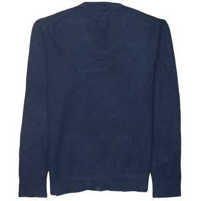 Tommy Hilfiger Men's Blue V-Neck Cotton Pullover Jumper XL
