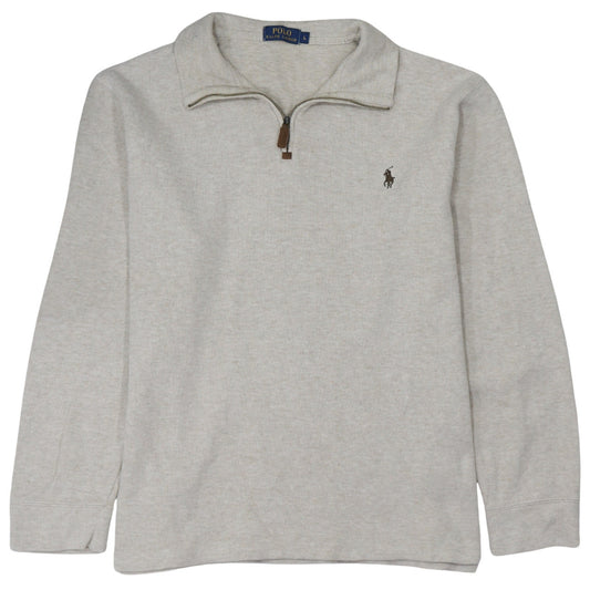 Polo Ralph Lauren Men’s Beige 1/4 Zip Cotton Jumper Size L