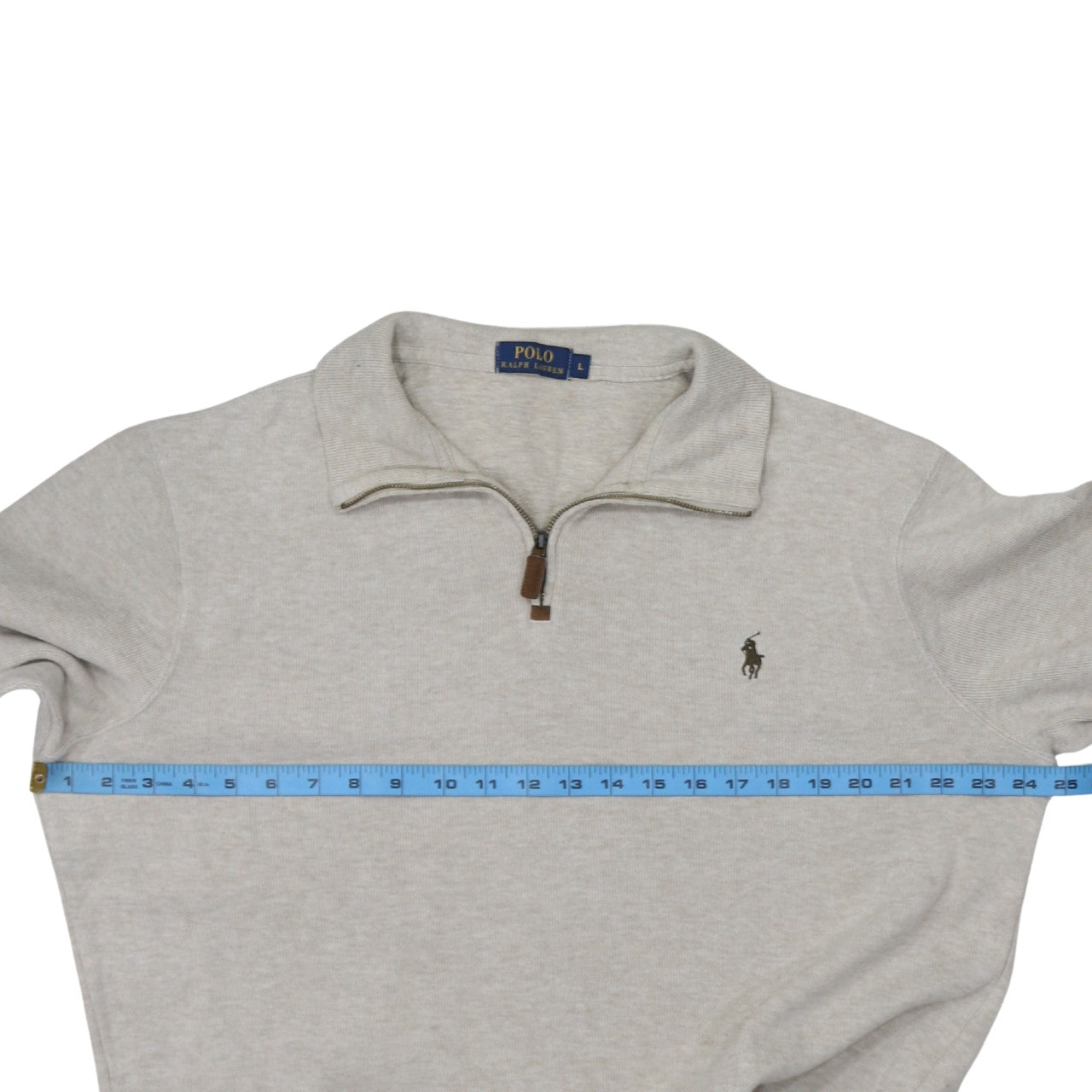 Polo Ralph Lauren Men’s Beige 1/4 Zip Cotton Jumper Size L