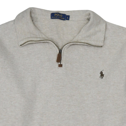 Polo Ralph Lauren Men’s Beige 1/4 Zip Cotton Jumper Size L
