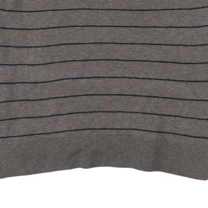 Tommy Hilfiger Men's Grey Striped V-Neck Cotton Cashmere Jumper XL