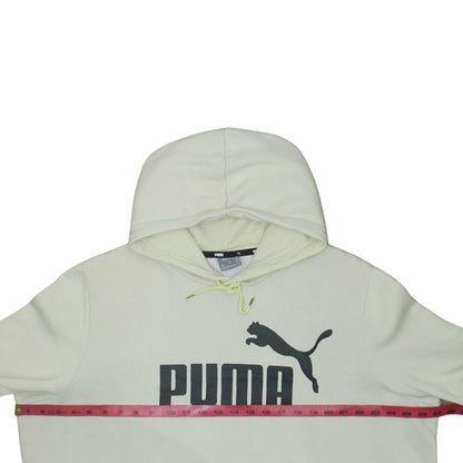 Puma Men’s Beige Pullover Hoodie 2XL Fleece Logo Sweatshirt