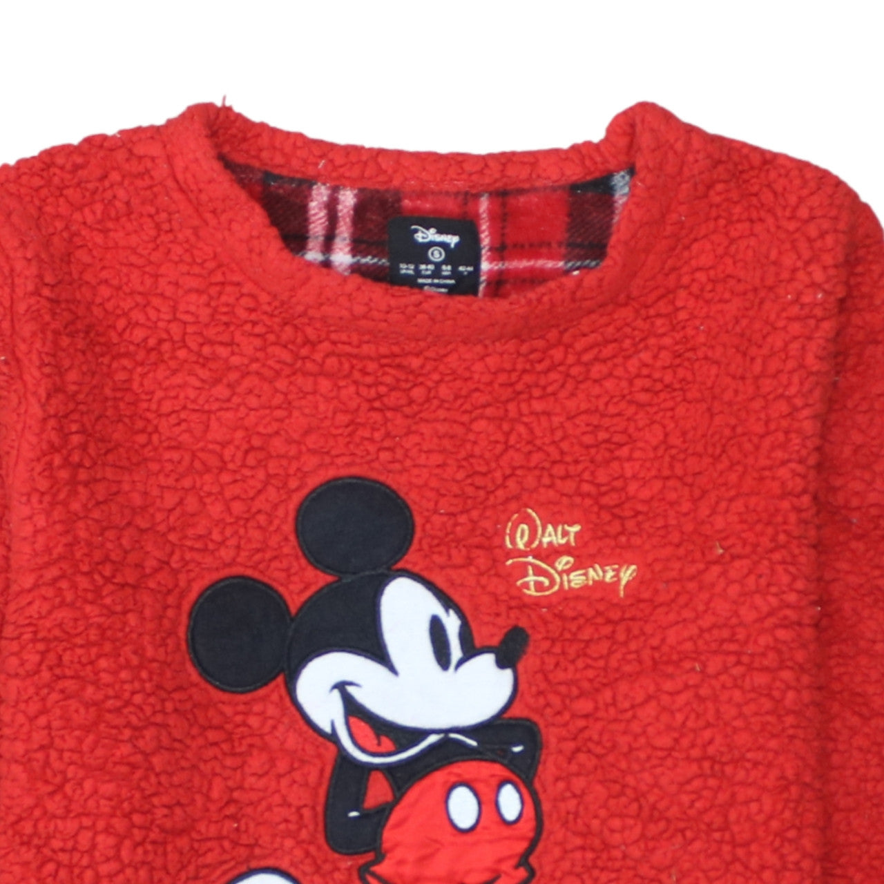 Disney Women’s Red Fleece Mickey Mouse Pyjama Top Size 10-12