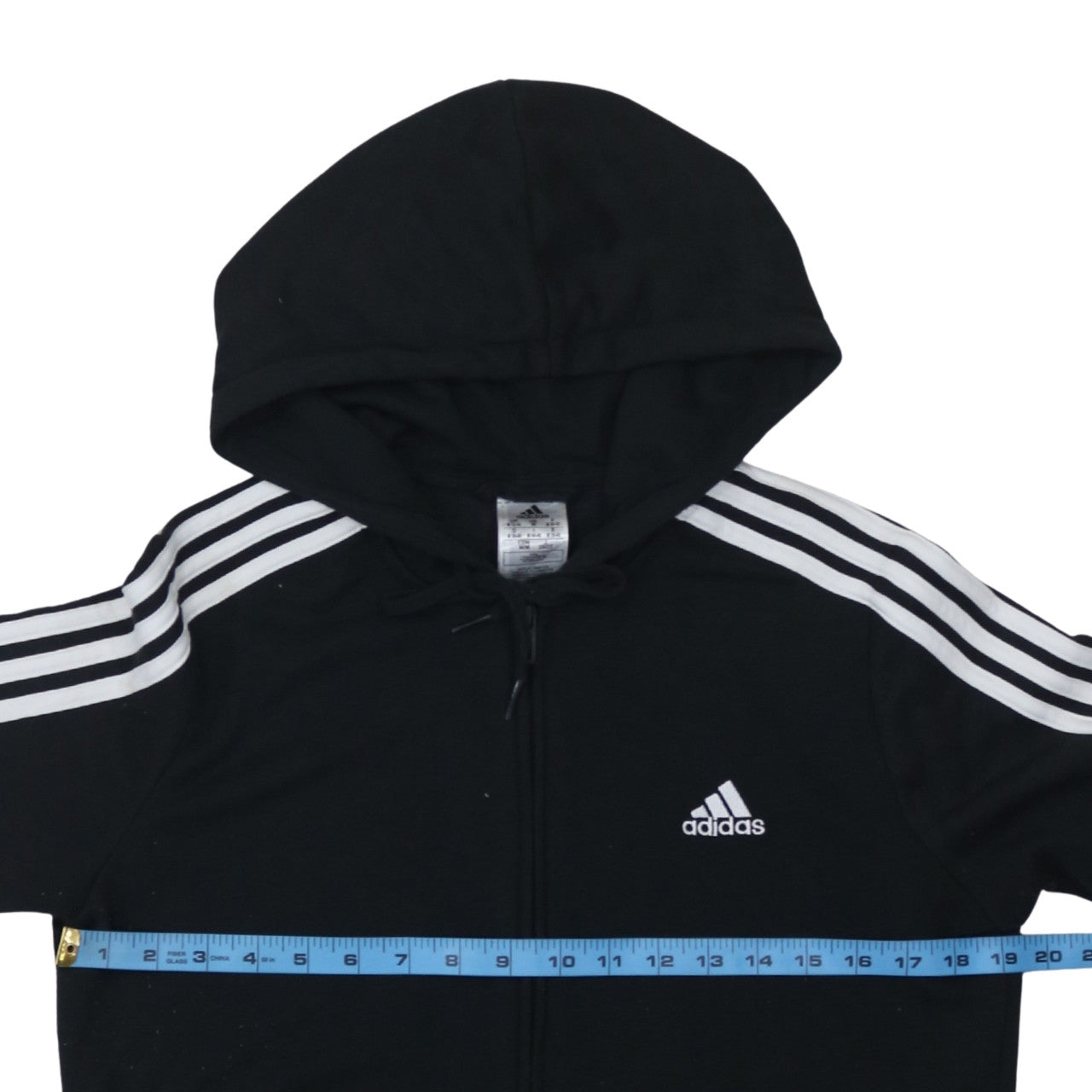 Adidas Women’s Black Full Zip Hoodie Size M with White Stripes