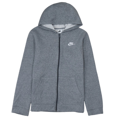 Nike Boys Grey Full Zip Hoodie XL 158-170cm Fleece Lined Sweatshirt