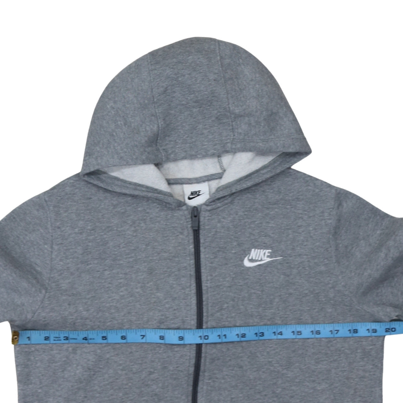 Nike Boys Grey Full Zip Hoodie XL 158-170cm Fleece Lined Sweatshirt