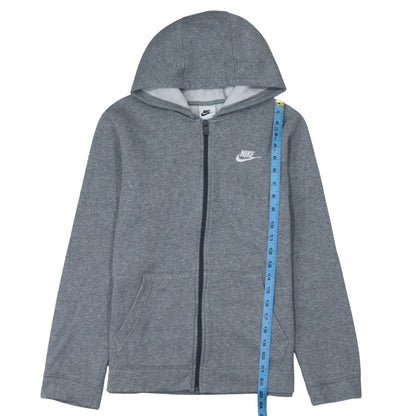 Nike Boys Grey Full Zip Hoodie XL 158-170cm Fleece Lined Sweatshirt