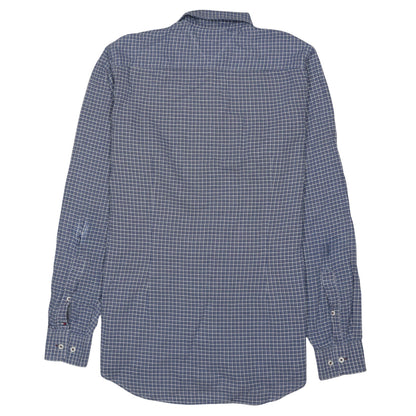 Tommy Hilfiger Men’s Blue Check Slim Fit Long Sleeve Cotton Shirt L