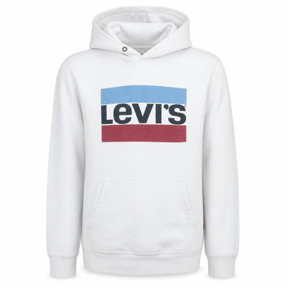 Levi's Men's White Small Pullover Hoodie with Logo Print