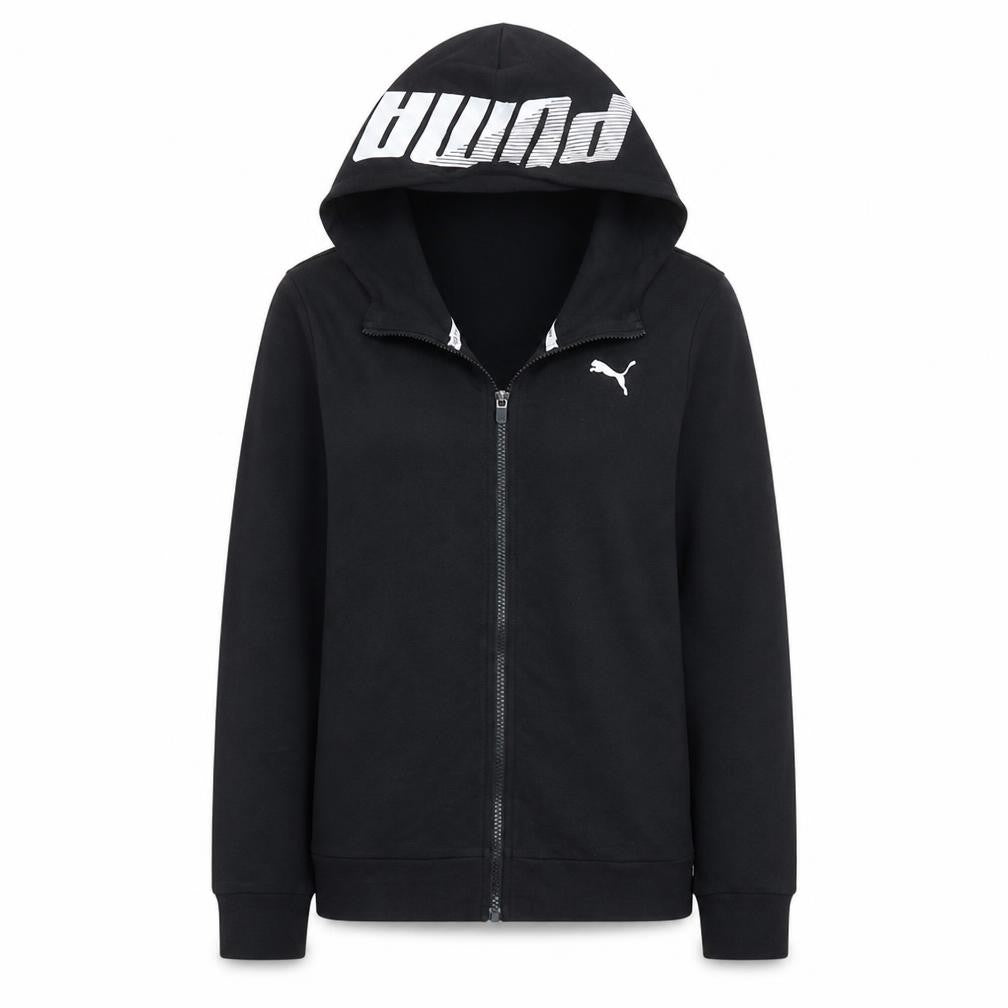 Front view of Puma Women’s Black Small Full Zip Hoodie Sweatshirt