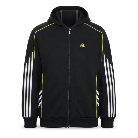 Front view of Adidas Men's Black Full Zip Hoodie, size S, Sports Style