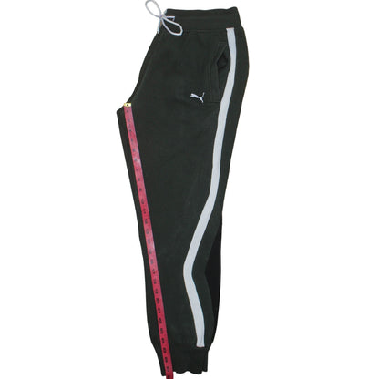Puma Men's Black Jogger Trousers L Fleece Lined Stripe Logo