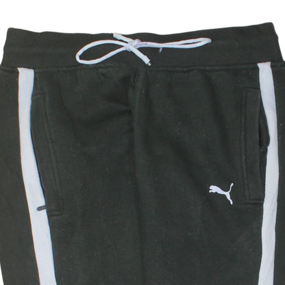 Puma Men's Black Jogger Trousers L Fleece Lined Stripe Logo