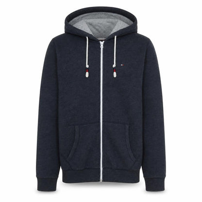 Front view of Tommy Jeans Men's Blue Full Zip Hoodie, size L, Regular Fit