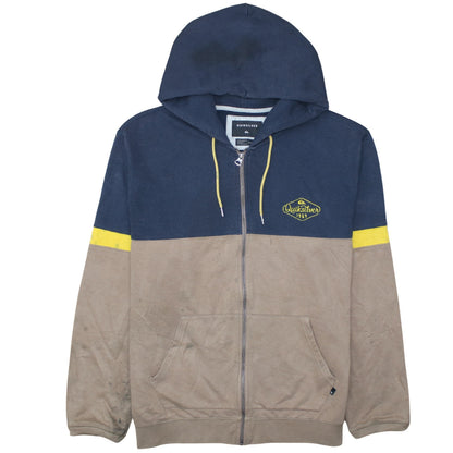 Quiksilver Men’s Blue Brown Full Zip Hoodie XL Fleece Lined