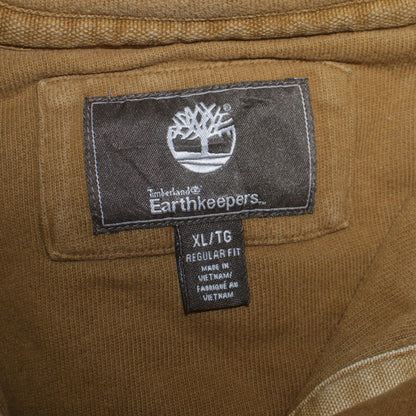 Timberland Earthkeepers Men’s Brown XL Henley Sweatshirt Quilted Shoulder