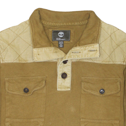 Timberland Earthkeepers Men’s Brown XL Henley Sweatshirt Quilted Shoulder