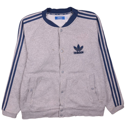 adidas Men's Grey Button Sweatshirt M Sports Logo Long Sleeve