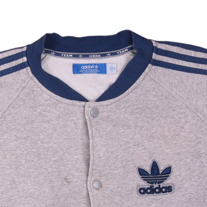 adidas Men's Grey Button Sweatshirt M Sports Logo Long Sleeve