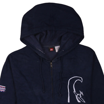 Quiksilver Men’s Blue Full Zip Hoodie M Surf Graphic Hooded Sweatshirt