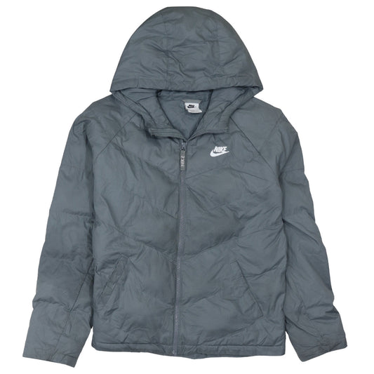 Nike Men's Grey Hooded Puffer Jacket XL Regular Fit